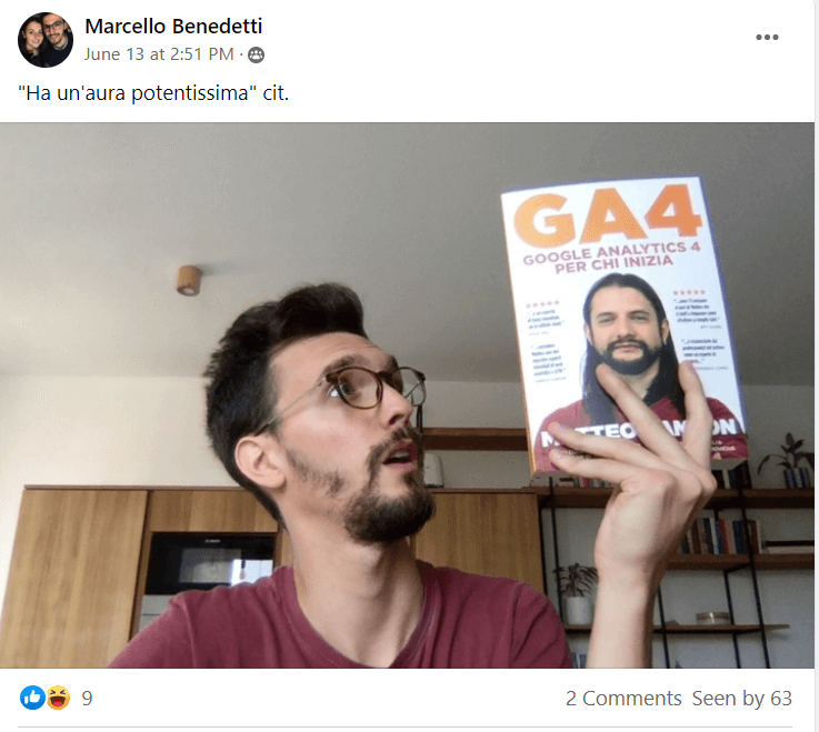 Foto con testimonianza di Marcello del libro su GA4 Google Analytics 4 per chi inizia - Matteo Zambon e Tag Manager Italia
